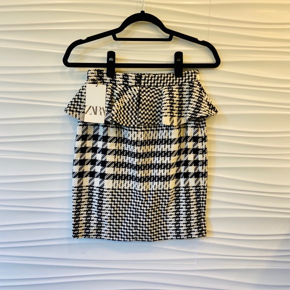 NWT Zara ruffled plaid pencil skirt size XS - Picture 7 of 8